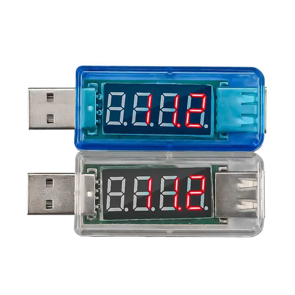 1Pcs Digital Voltmeter Ammeter DC3.3-7.5V 0A-3A Transparent Mini Voltage Current Meter Dual Display USB Tester
