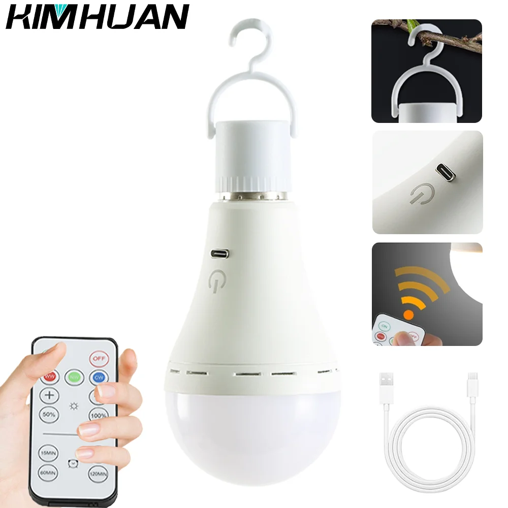 1pc Outdoor Camping LED Emergency Light Operated White Light Bulb Battery Light Rechargeable Stay Lights Up When Power Failure