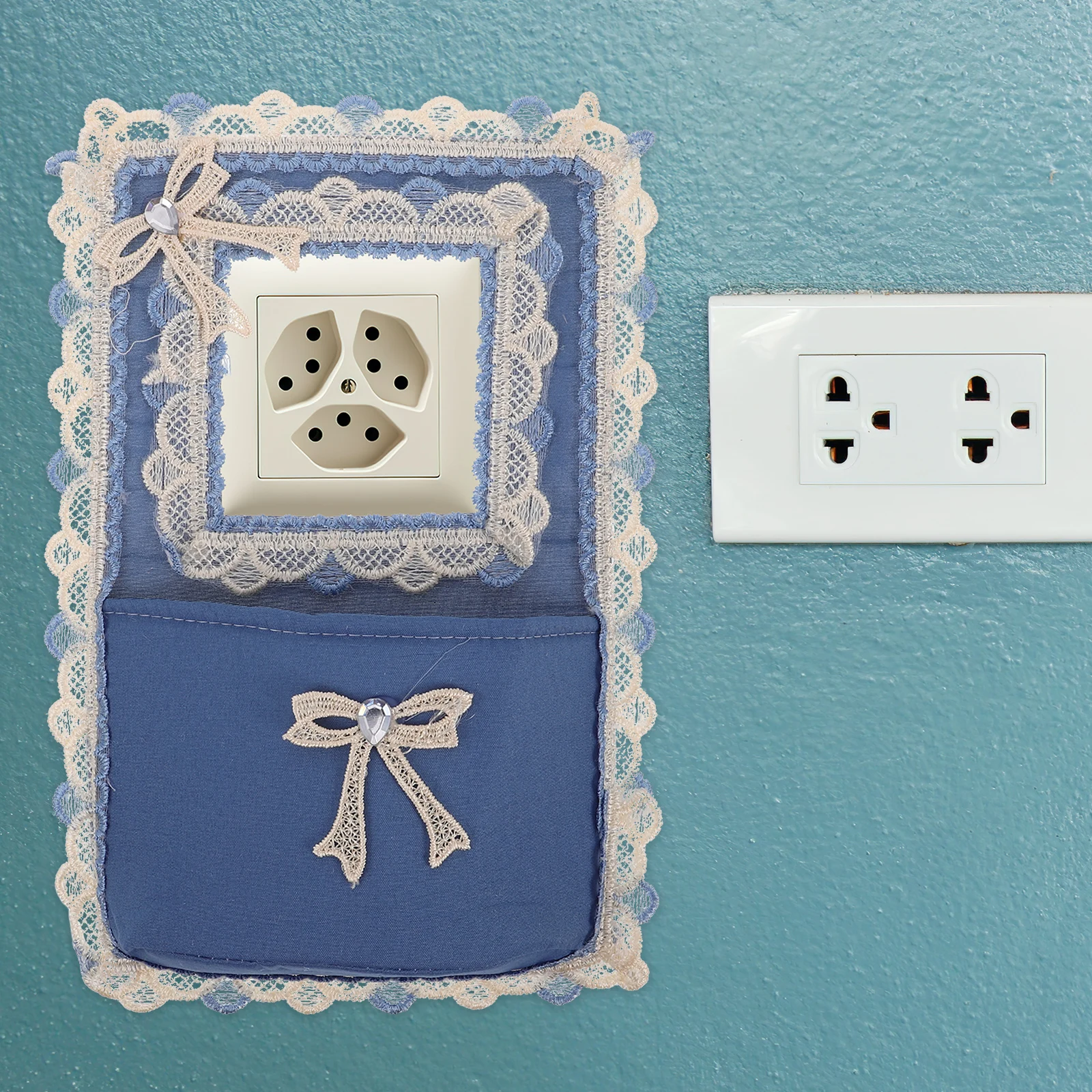 

Decorative Lace Switch Covers Floral Fabric Light Switch Cover with Small Pocket Vintage Outlet Cover for Home Decor
