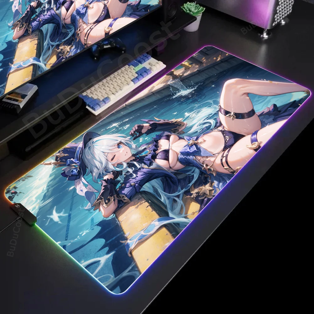 

Genshin Impact Furina High definition High definition printing New image Table mats RGB Mouse Pad XXL Table accessory mouse pad