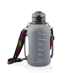 2L Collapsible Silicone Straw Cup Foldable Water Bottle Outdoor Sports Camping Hiking Portable Shoulder Strap Folding Bottle