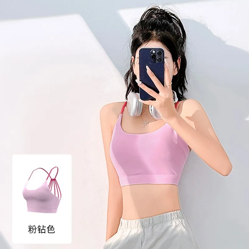 Women Gym Sport Bra Outdoor Jogging Leisure Commuting High Elasticity Sports Bra With Chest Pad Yoga Fitness Underwear Tank Top