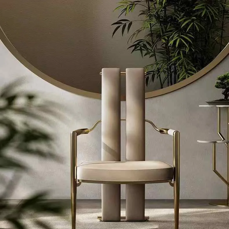 Italian Light Luxury Tea Chair Master Chair Embroidered Steel Tea Chair Office tudy  Tai Shi  Modern House