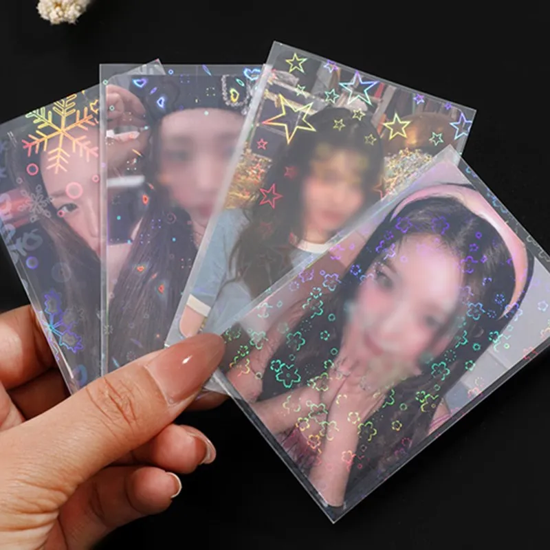 50pcs Ins Toploader Card Bag Photocard Sleeves Idol Photo Cards Protective Storage Bag Laser Butterfly Photo Card Sleeve