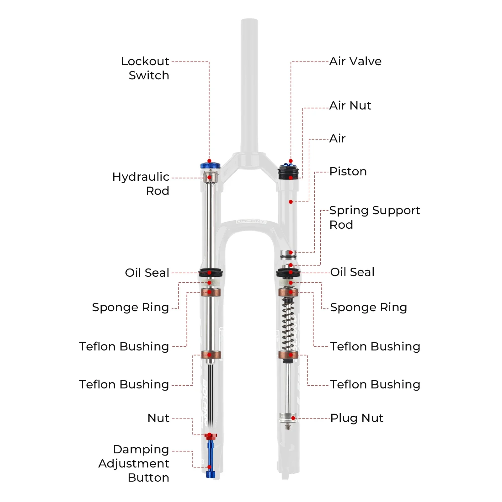 BOLANY MTB Air Suspension Fork 26/27.5/29\