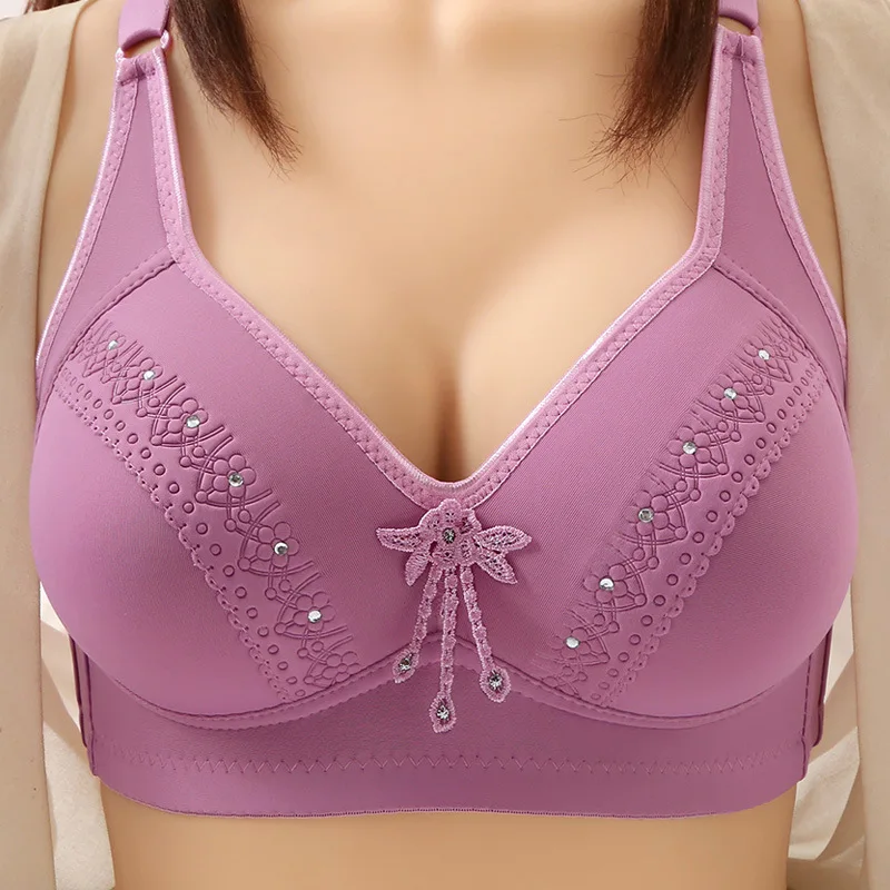 Anti-flacidez seios push up sutiã para mulheres, lingerie seção fina, roupa interior sem anel de aço, mãe idosa, coleção