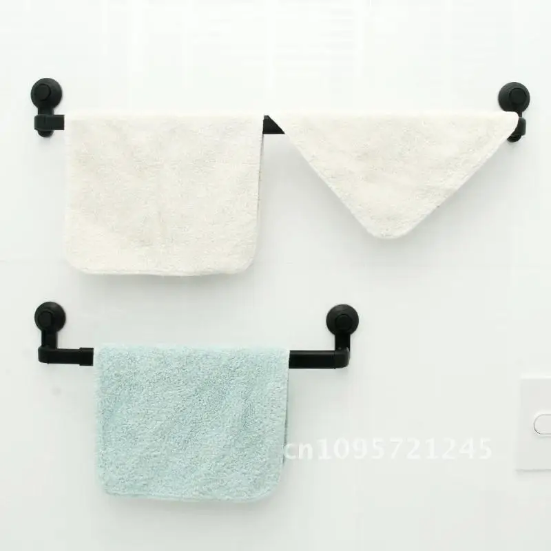 Punch Alloy Suction Cup Towel Rack, Bathroom Towel Hanger, Kitchen 52-82cm Aluminum Shelf, Paint Adjustable Storage Free Shelf,