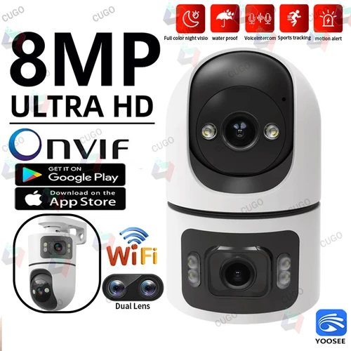 Imagen 1 del producto Cámara IP WiFi YOOSEE de 8MP con Doble Lente, Detección de Movimiento, Seguimiento Automático, Audio Bidireccional, Onvif, Zoom 10X, Monitor de Seguridad, Cámara CCTV HD