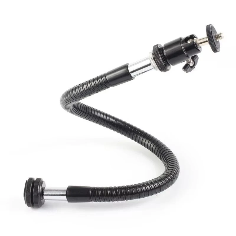 Kamera lengan ajaib kepala bola Mini, 1/4 inci sekrup, lengan ajaib, kamera makro, braket fleksibel Panel LED, untuk kamera tripod, benang 1/4-20, lengan sepatu panas
