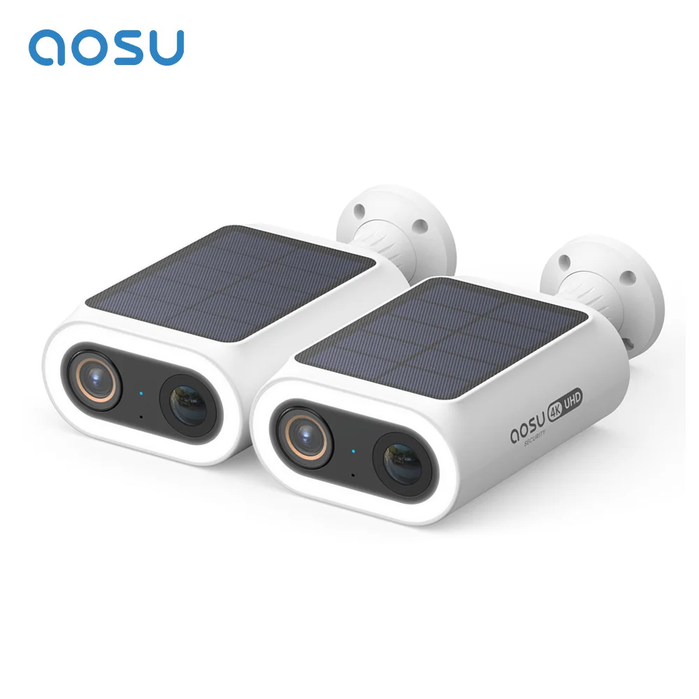 AOSU 8MP Solar Camera 2/3/4 pcs Wireless Outdoor 100% Wire-free Security Camera 5000mAh 8MP Wifi Camera AI Detection CCTV Cam