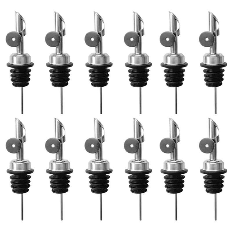 

SYW-12PCS Наливки для бутылок с ликером из нержавеющей стали, автоматический переворачивающийся Spou для оливкового масла, алкоголь для рота бутылки около 3/4 дюйма, серебристый многоразовый
