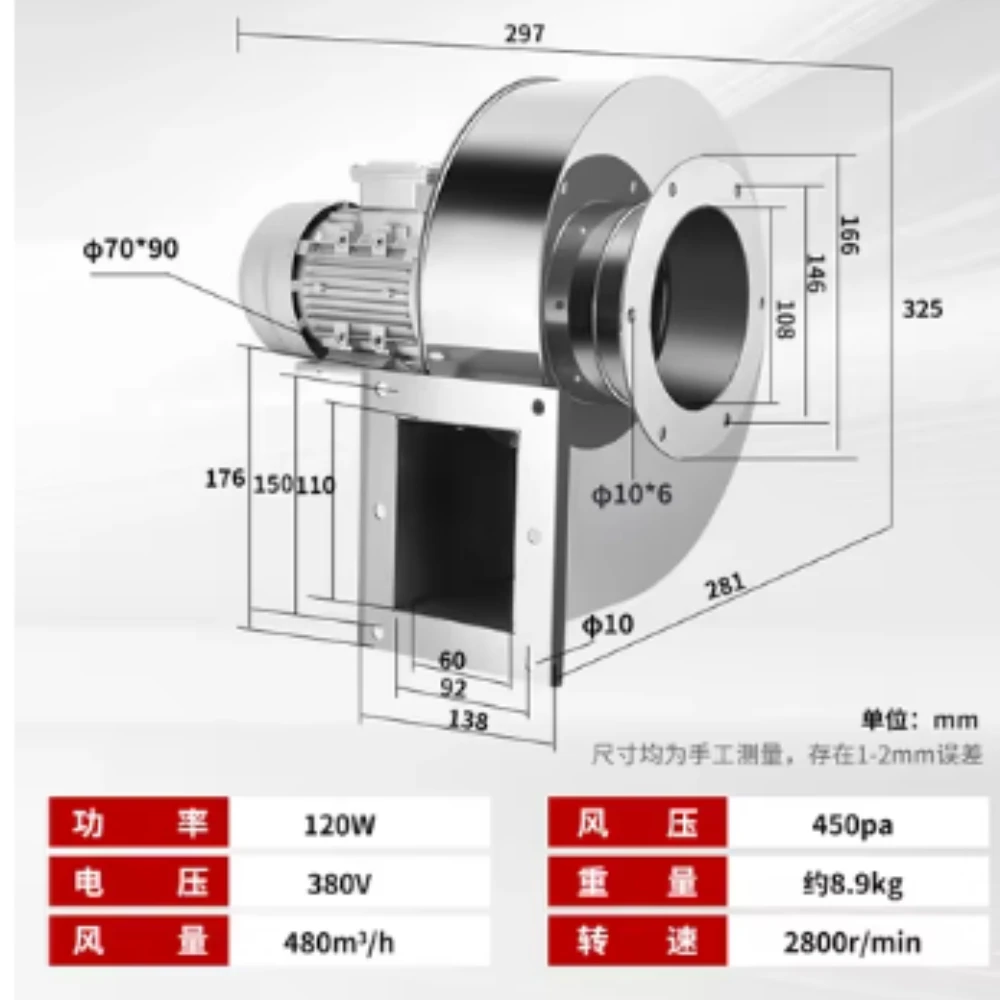 Stainless steel induced draft fan model: YN5-47 120W 380V, two units