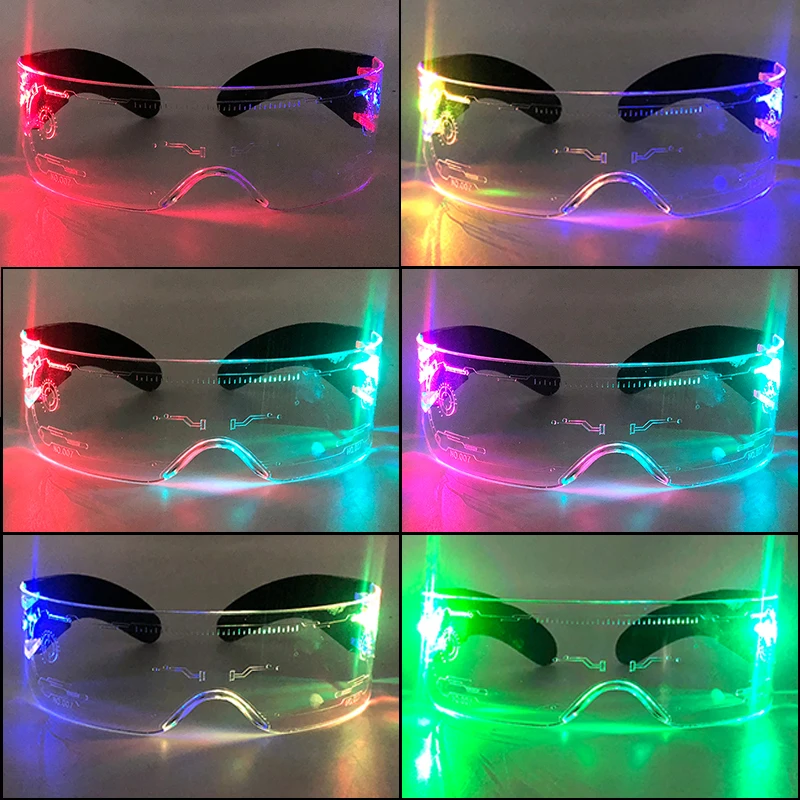 LED Luminous Glasses LED Glasses Neon Light Up Visor Eyewear Bar Grow Glasses for Halloween Christmas