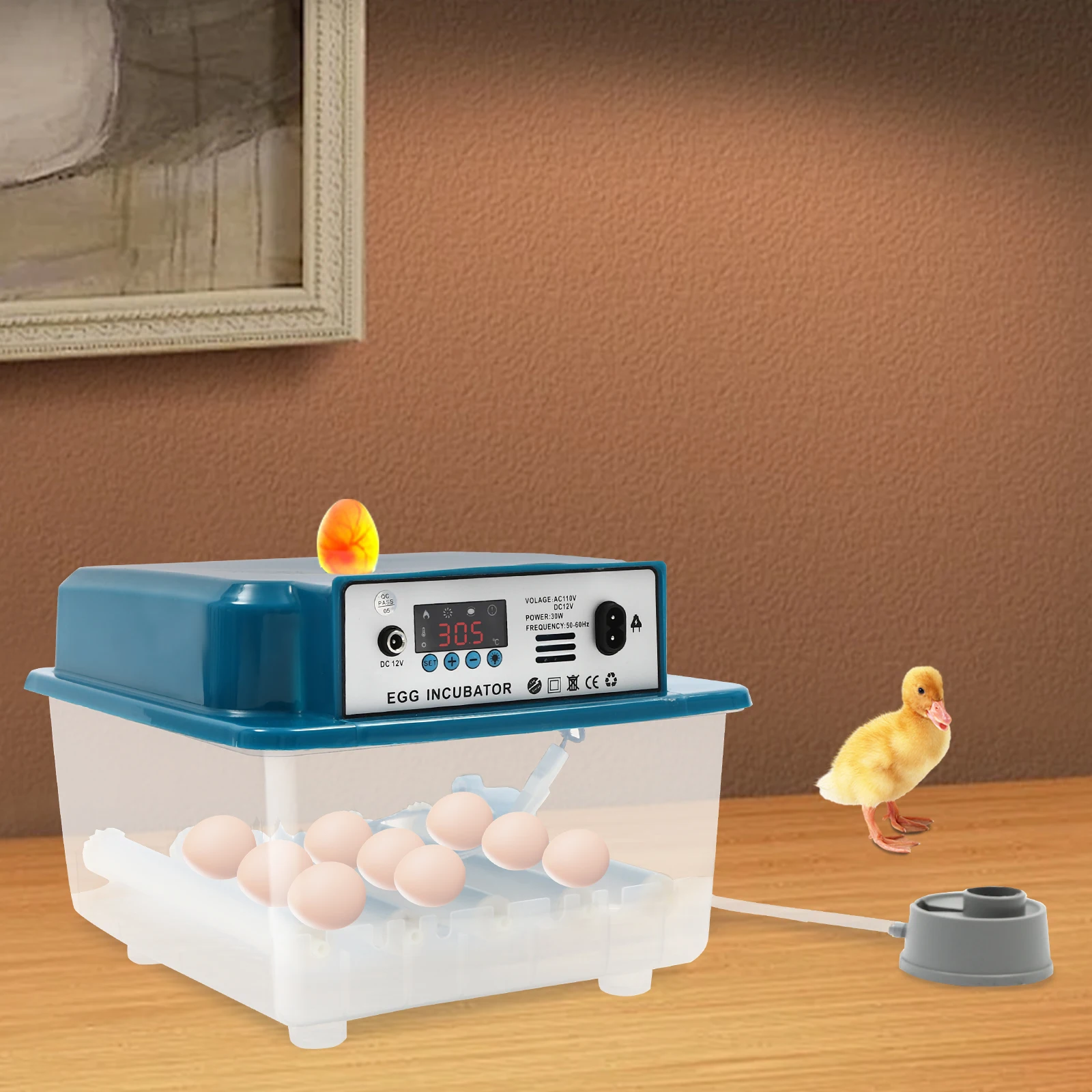 16Pcs Eggs Hatching Egg Incubator Multi-functional Automatic Egg Turning Insulation Layer Design Adjustable Temperature