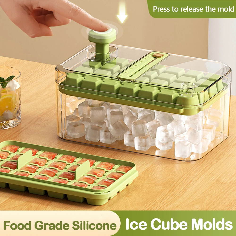 

Press Type Ice Cube Tray With Storage Box 28/56 Grid Ice Cube Tray Silicone Molds Beer Quick-freeze Tray Mold Ice Cube Maker