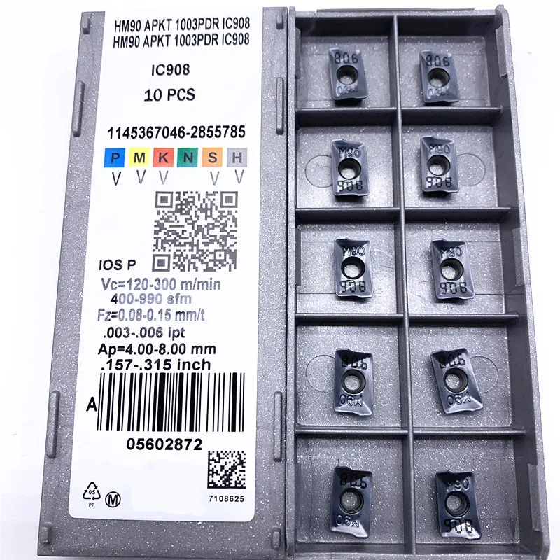 Fresa Torneamento Ferramenta Inserções de Carboneto para Cnc Apkt 1003 Rosto Moinho Apkt1003pder Torno Moagem Hm90 Apkt1003 Ic908