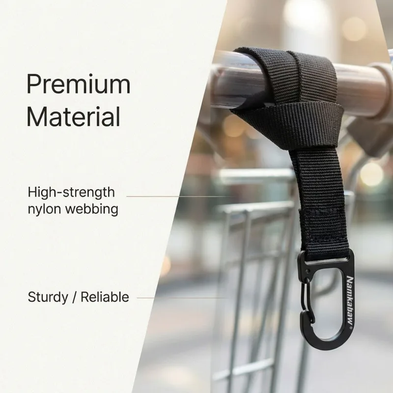 Multifunctional Webbing Spring Snap Hook, EDC Quick Clip Carabiner for Electric Bike Hanging, DIY Backpack Keychain Camping Gear