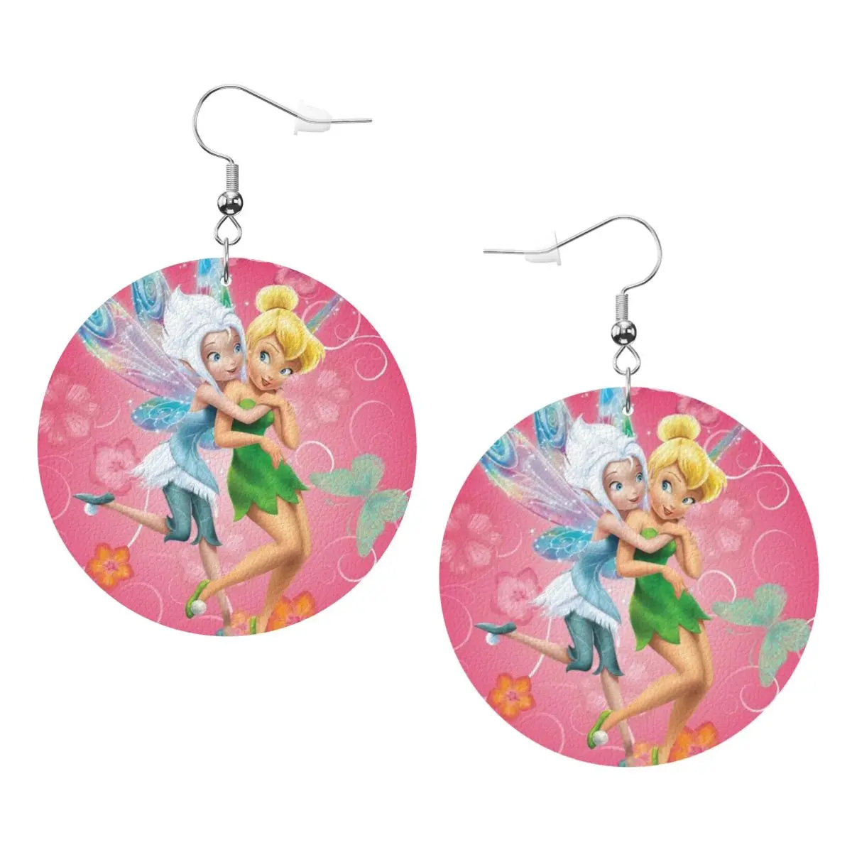 

Custom Drop Dangle Earrings Tinker Bell Cute Cartoon Leather Teardrop Earrings PVC Leather for Gifts Dainty Jewelry