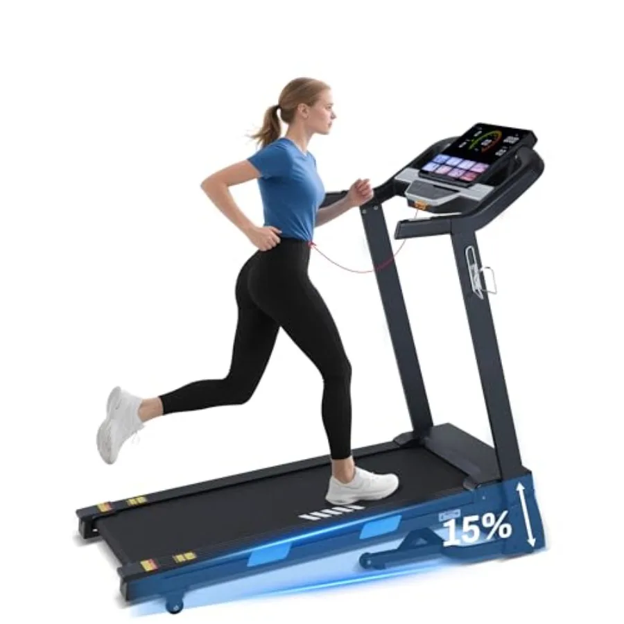 

Auto Incline Treadmill 300+ LBS Capacity 3.5HP Folding Treadmills with 15% Auto Incline Running Machine for Home 10 MPH Speed 3