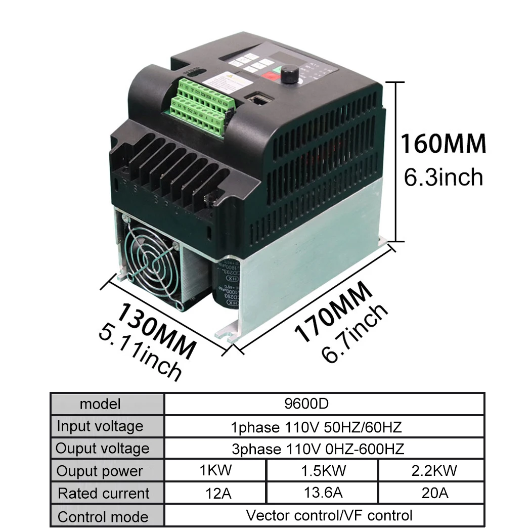 Economical VFD Variable Frequency Drive Converter Inverter 0.4KW-7.5KW Motor Speed Controller 110V VFD