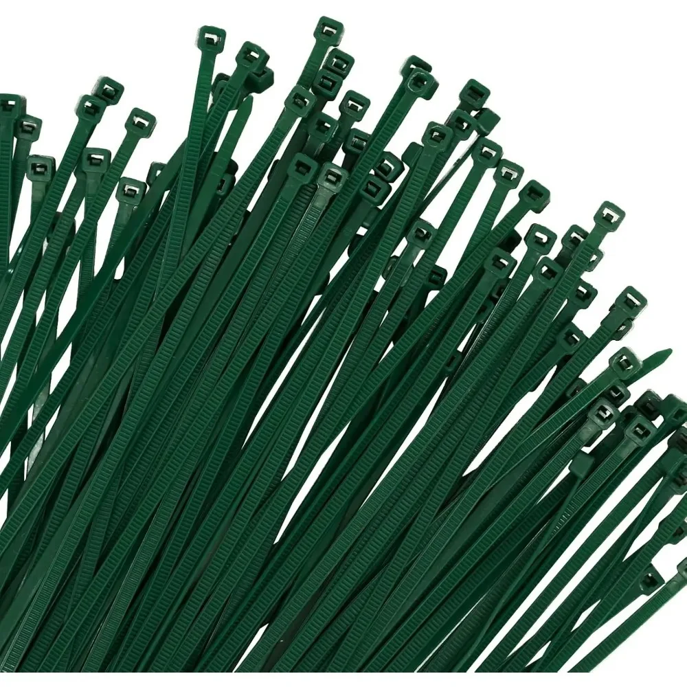 100PCS 20CM Green Nylon Zip Ties Heavy Duty Self Locking Cable Ties, 40lbs Strength, Multi-Purpose Wire Management
