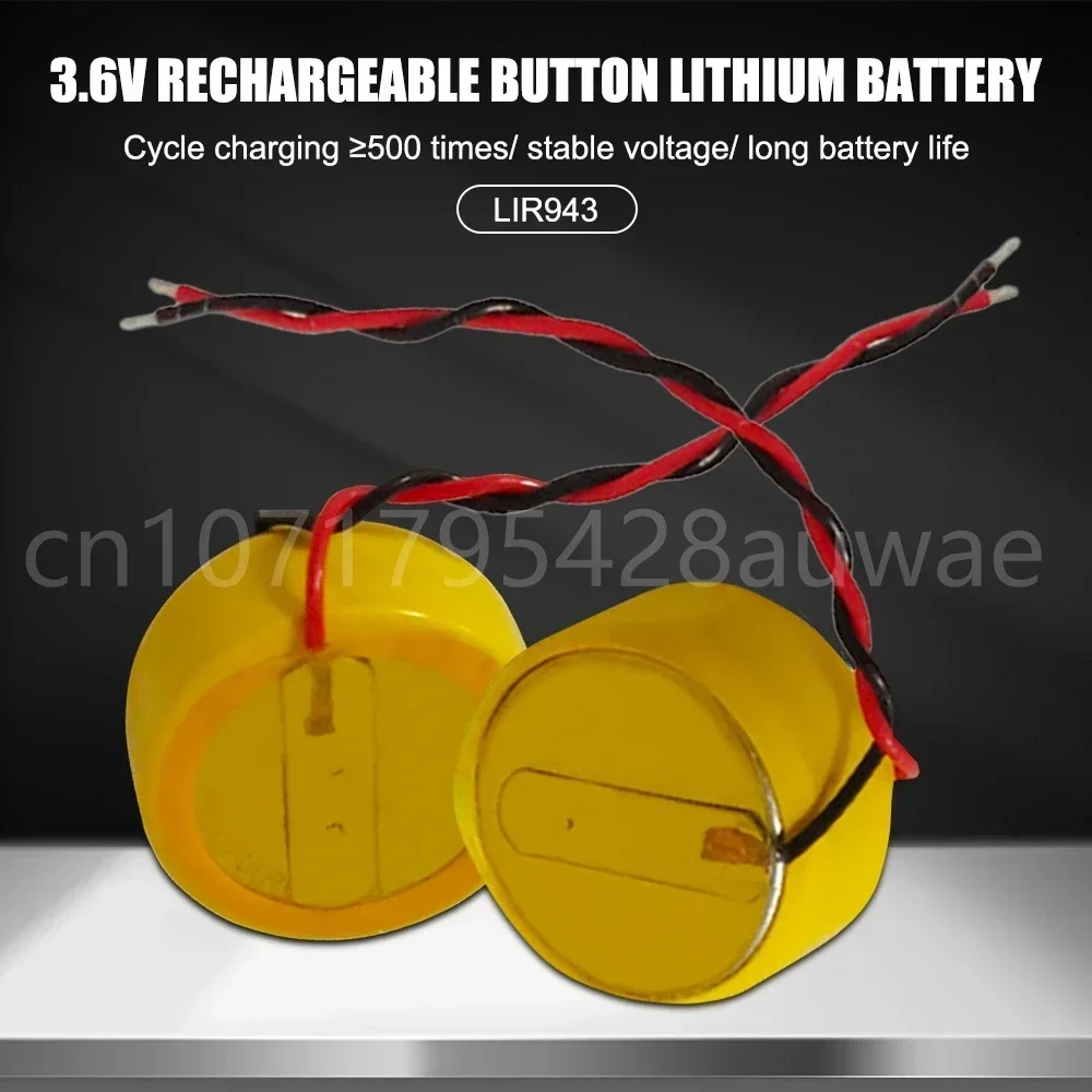 10-100PCS LIR940 LIR943 25mAh 3.6V with Wire Button Lithium Battery Is Suitable for TWS Bluetooth Headset Smart Wearable