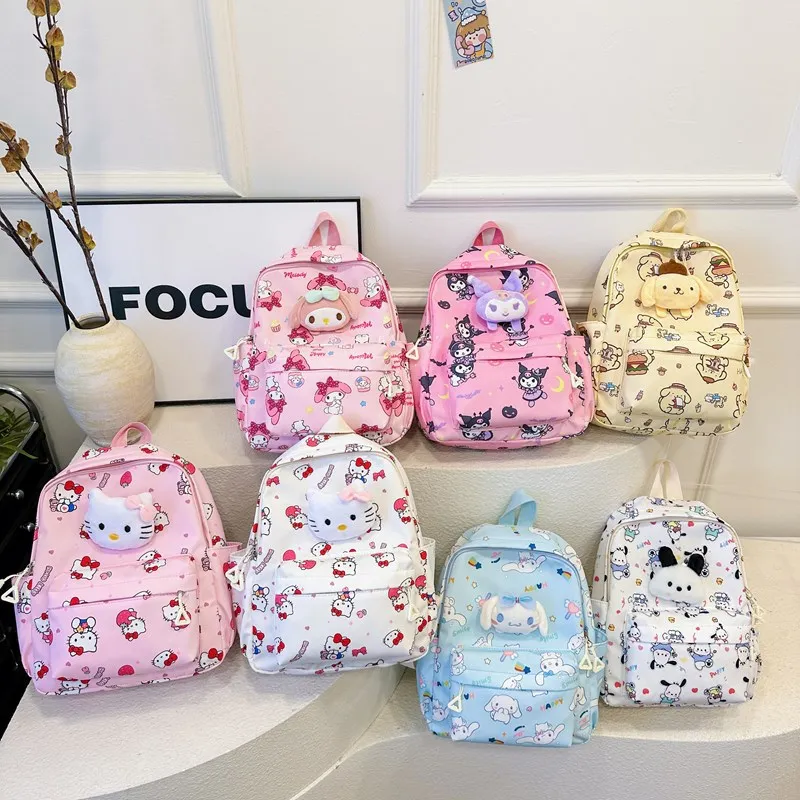 Sanrio Hello Kitty Cartoon plecak tornister uczeń przybory szkolne śliczne Kuromi Cinnamoroll chłopcy dziewczęta plecak o dużej pojemności 