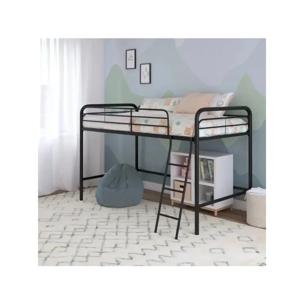 Black Muebles De Dormitorio,Jett FineJunior Twin Metal Loft Bed