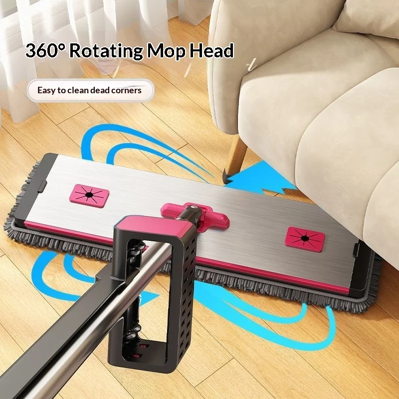 Aluminum Alloy Flat Mop Stainless Steel Rod Foldable Wriggle Water Tow No Need for Hand Washing Household Chenier Dry Tow