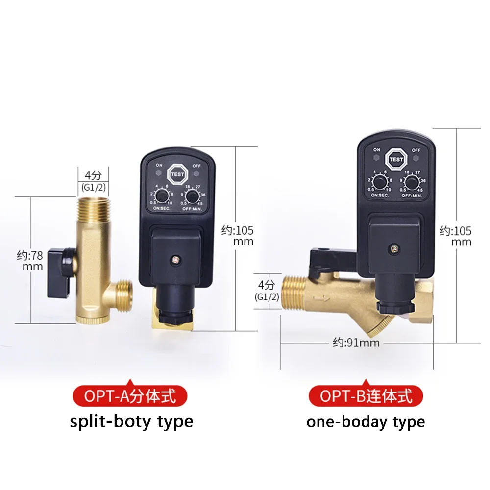 Válvula de drenagem automática, compressor de ar, válvula solenoide, 1/2 polegadas, dn15 ac 220v