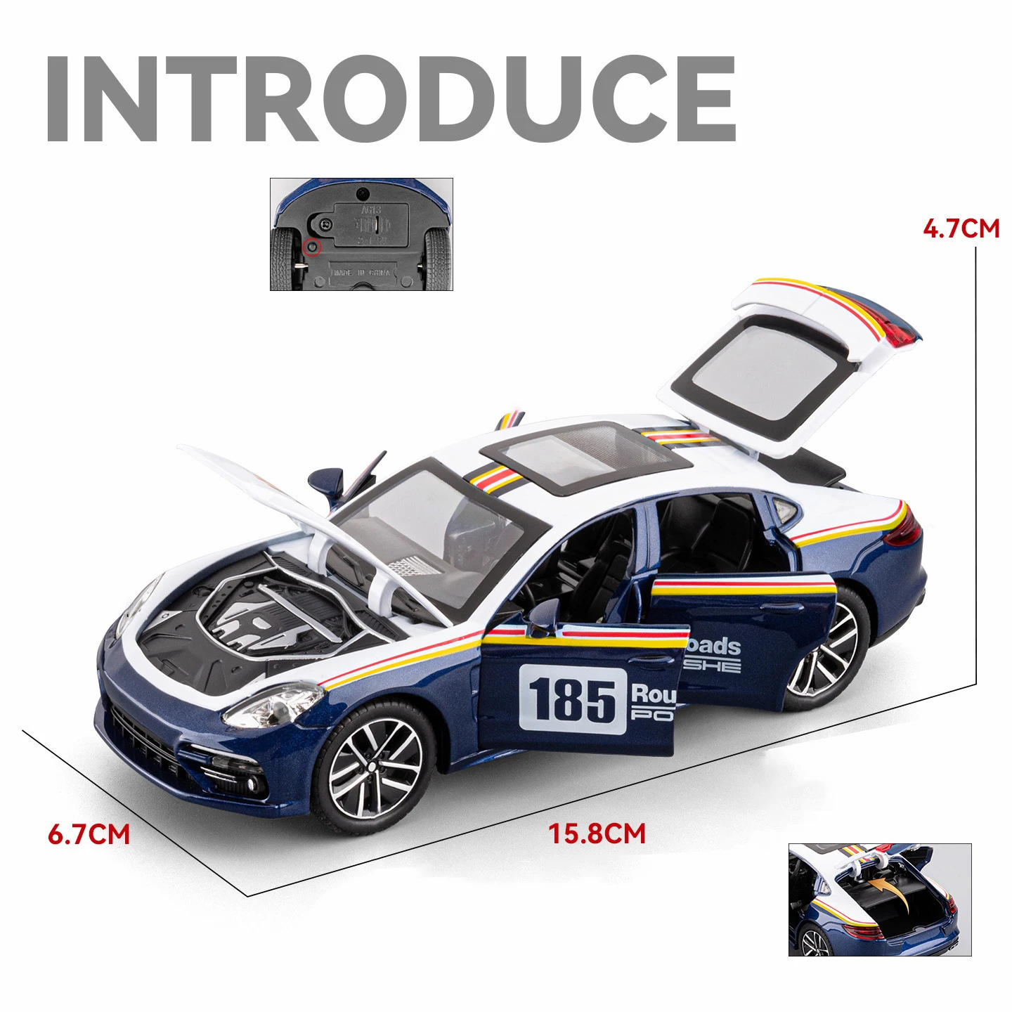 1:32 パナメーラ スーパーカー 合金製カーモデル サウンド＆ライト プルバック式 子供のおもちゃ コレクション 誕生日プレゼント