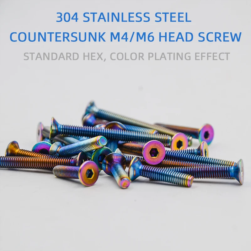 Spirit beet Hexagon screw M4X16 M6X30 304 stainless steel color screw motorcycle ornament Motocross tool Countersunk head screw