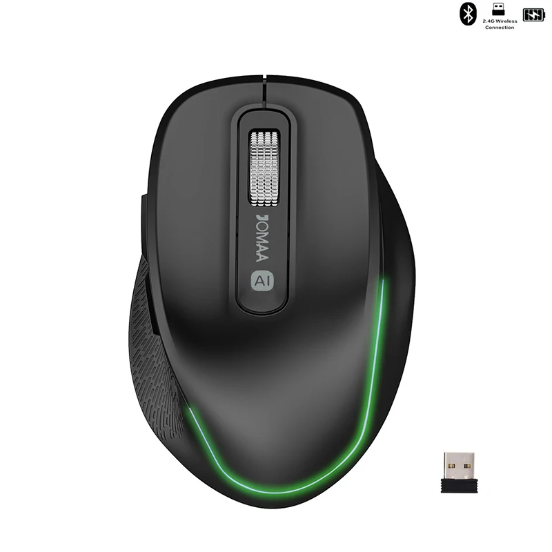 BT Dual Mode Wireless Rechargeable Silent AI Mouse Voice Controlled Typing/Voice Translation/AIPPT/AiText AI Mouse for Win/MasOS