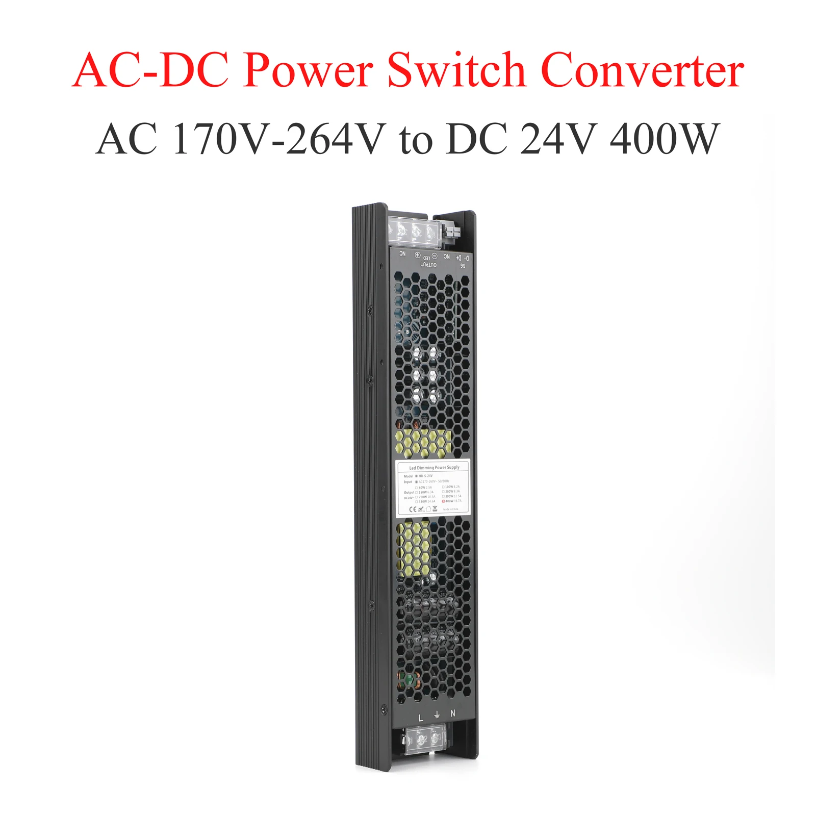 AC170-264V Dimmable LED Driver DC 24V 400W Triac 0-10V Dimming 2-in-1 Power Supply Lighting Transformer Aluminum Shell