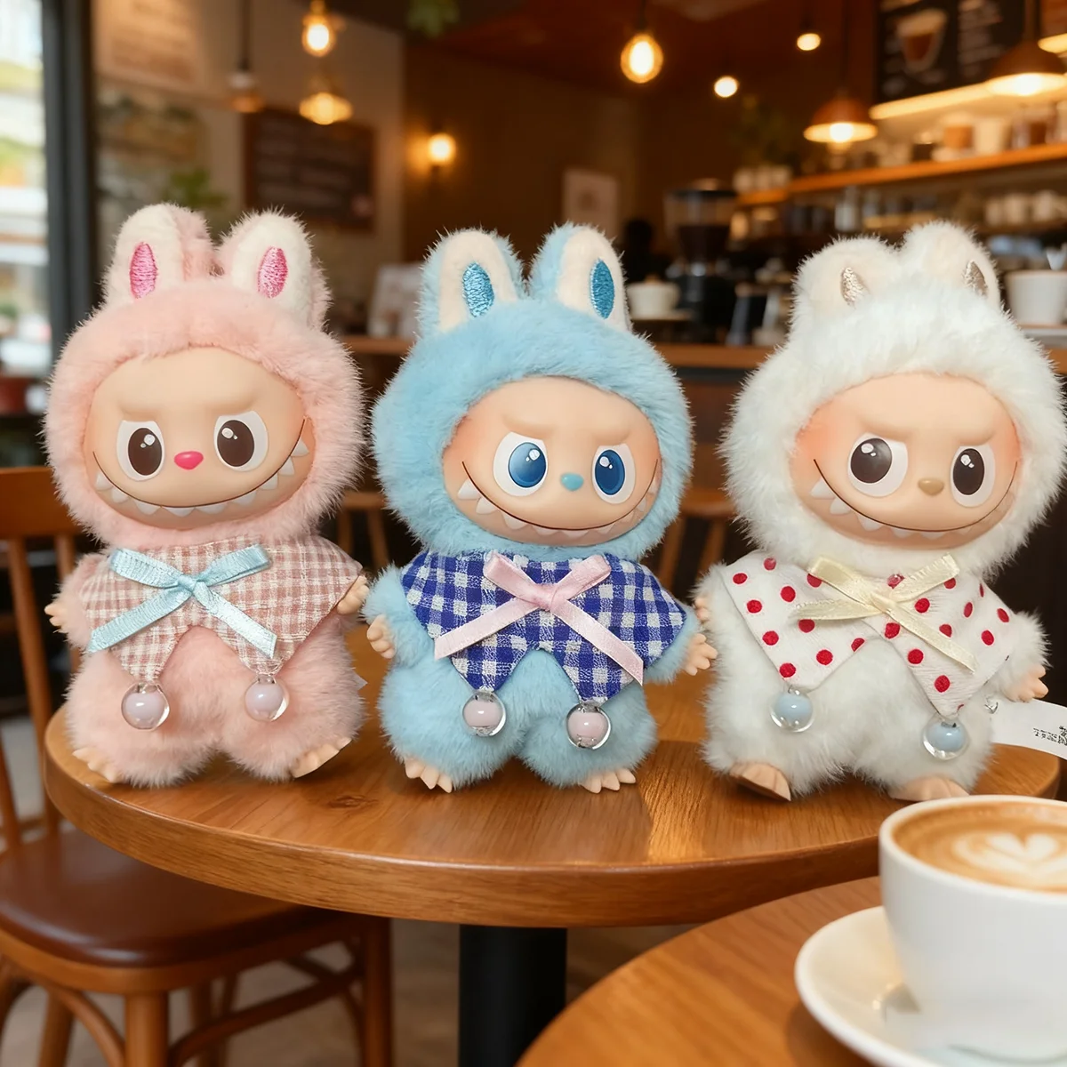 [بدون دمية] ملابس دمى قطيفة لـ Mini Labubu 4.0 Pin لسلسلة الحب ملابس مموجة نقطة لعاب إكسسوارات الزي