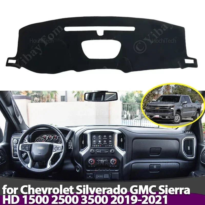 Anti-Rutsch-Armaturenbrett-Abdeckung, Schutzpolster, Sonnenschutz-Teppich für Chevrolet Silverado GMC Sierra HD 1500 2500 3500 2019 2020 2021