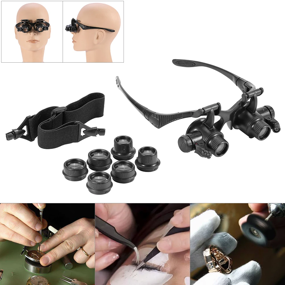 

Head Loupe Headband Magnifying Glass New Head Wearing Magnifying Lens Double Eye Jewelry Watch Repair Magnifier Loupe Glasses