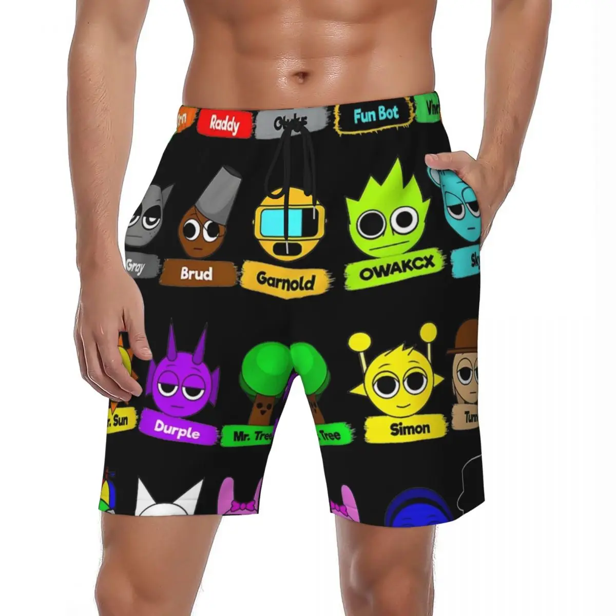 

Купальники Hot Sprunki Game Gym Shorts Summer Cartoon Incredibox Y2K Ретро Board Short Pants Мужские быстросохнущие плавки для бега