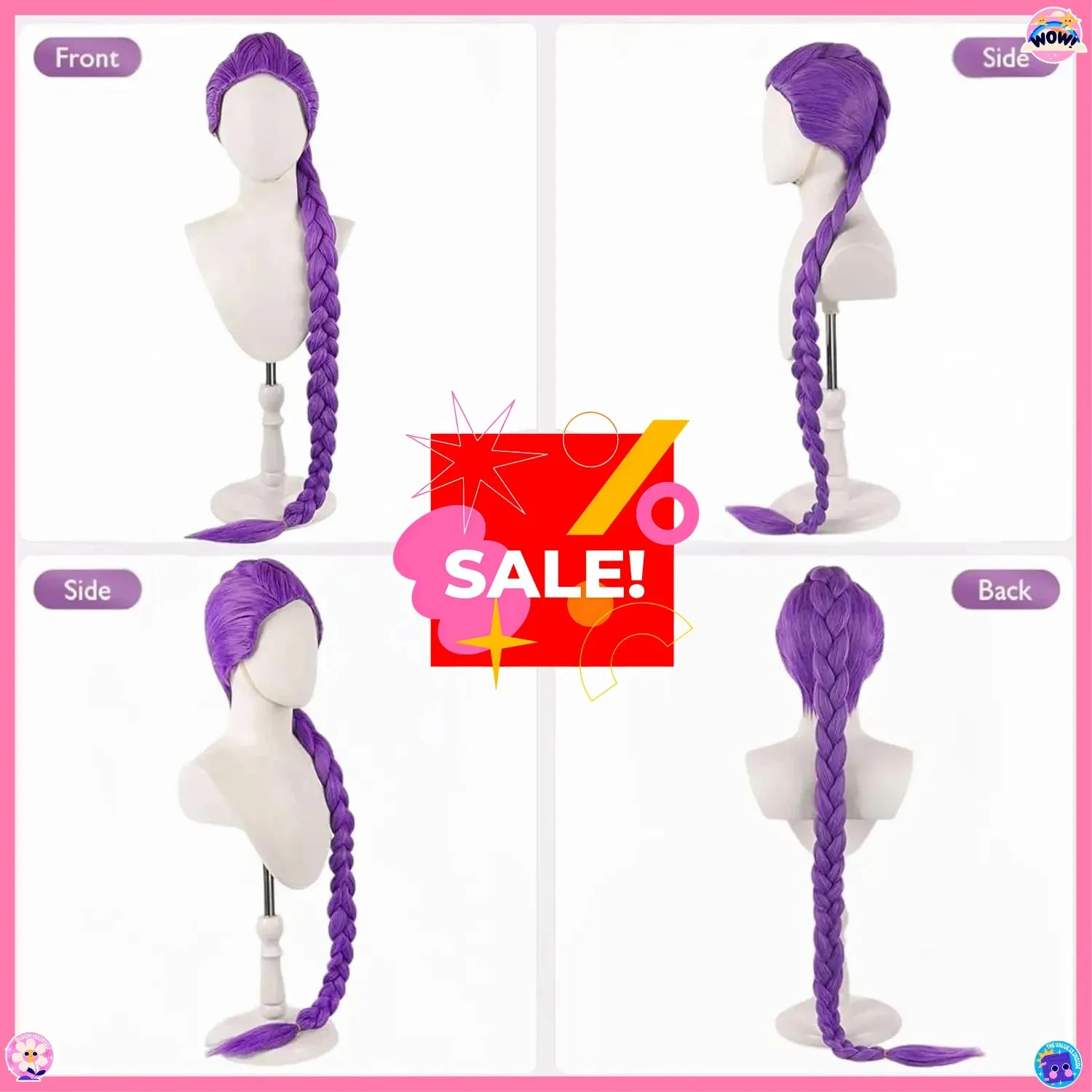 Film Kpop Parrucca Cosplay per ragazze per bambini Mira Rumi Zoey Demon Hunters Viola Nero Rosso Capelli lunghi Puntelli Cosplay di Halloween