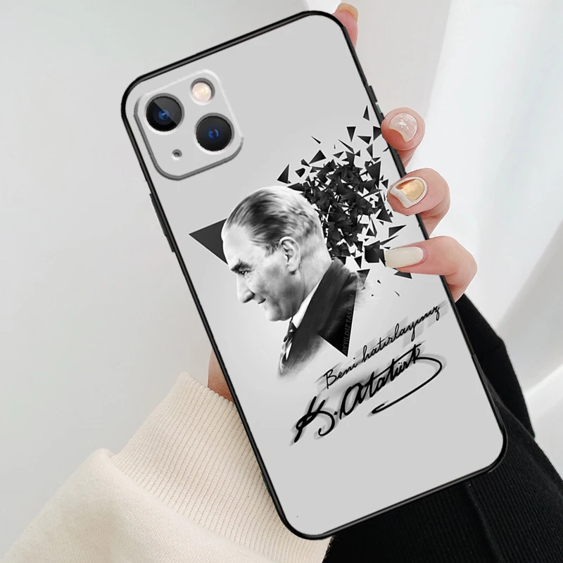 Turkey Mustafa Kemal Ataturk Phone Case For iPhone 13 14 15 16 Pro Max 11 12 XS XR X Plus Shockproof Bumper Soft Cover