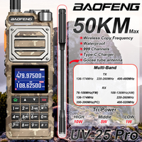 Baofeng UV-25 PRO 10W Tactical Walkie Talkie Camo AM FM Long Range Full Band Wireless Copy Frequency NOAA Type-C Two Way Radios