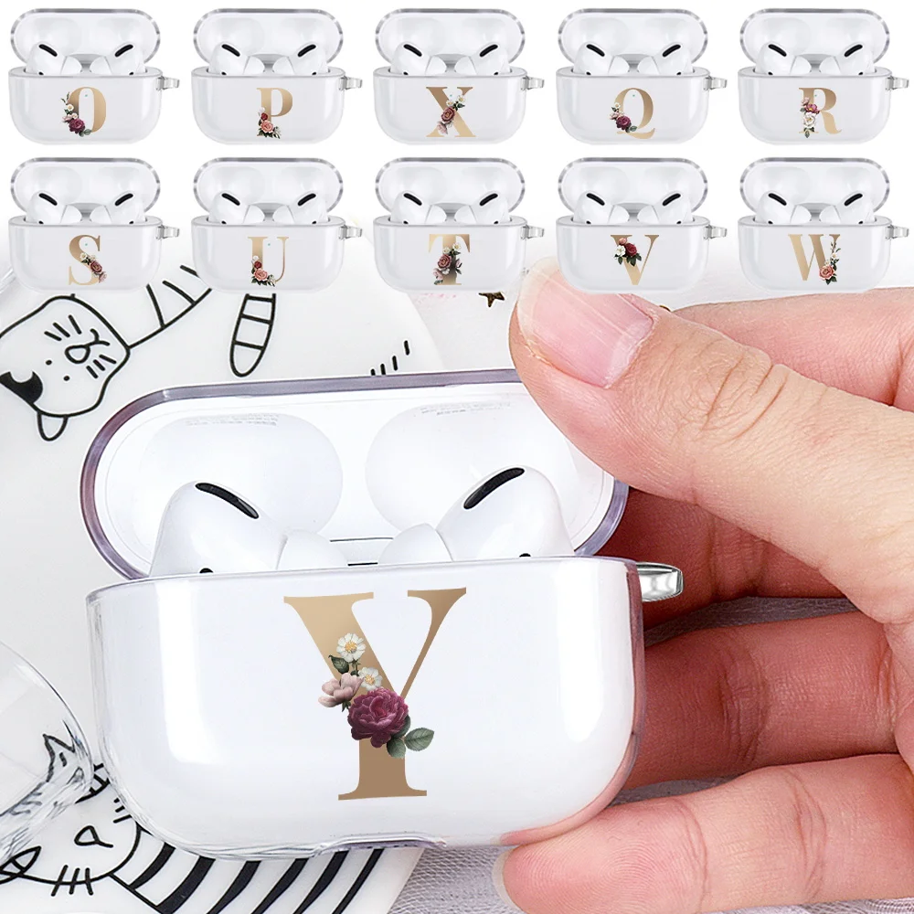 

Earphone Case for Apple AirPods Pro /AirPods 3rd Gen Anti-drop Gold Letter Print Wireless Bluetooth Headphone Silicone Cover