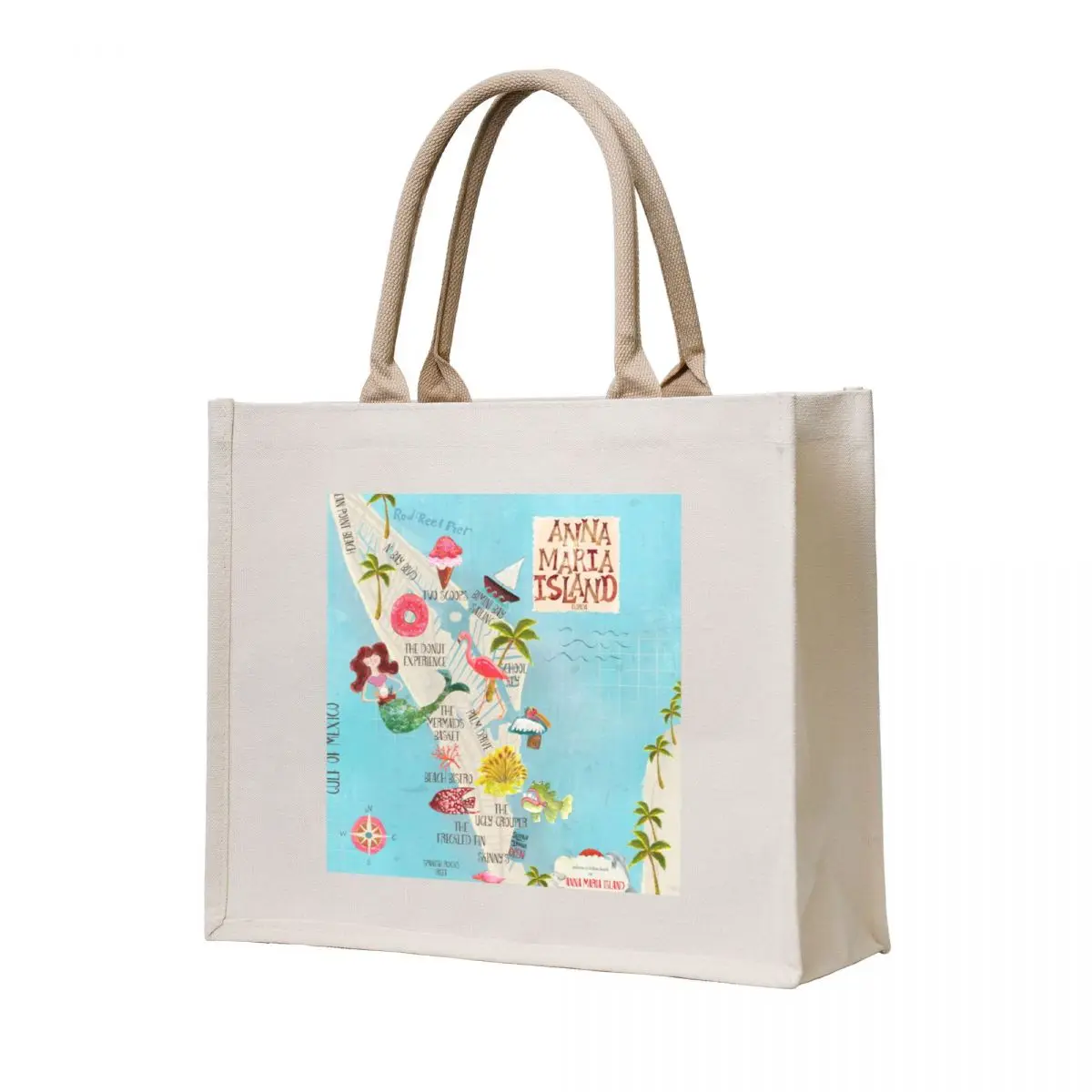 

Anna Maria Island Florida//custom island map design and pattern Tote Bag Beach bag Gift bag Fabric ecological bags