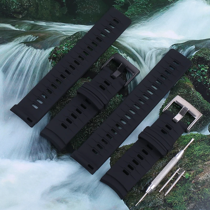 Soft Silicone Watch Band Strap for Suunto 9 Baro Spartan Sport Ultra 24mm Quick Release Waterproof Sport black Wristband Men