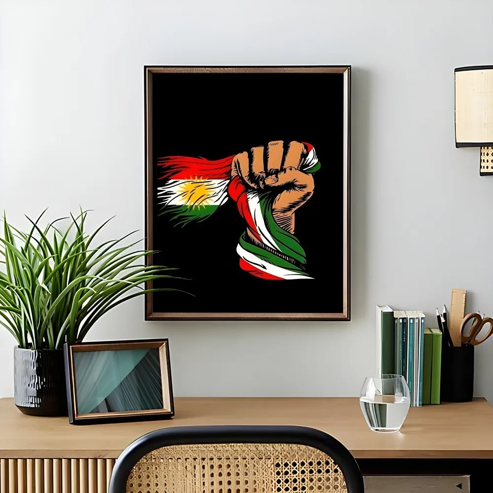 كردستان العلم الفن تصميم ملصق جدار الطباعة مقاوم للماء غرفة الاستحمام ديكور غرفة نوم المنزل هدية