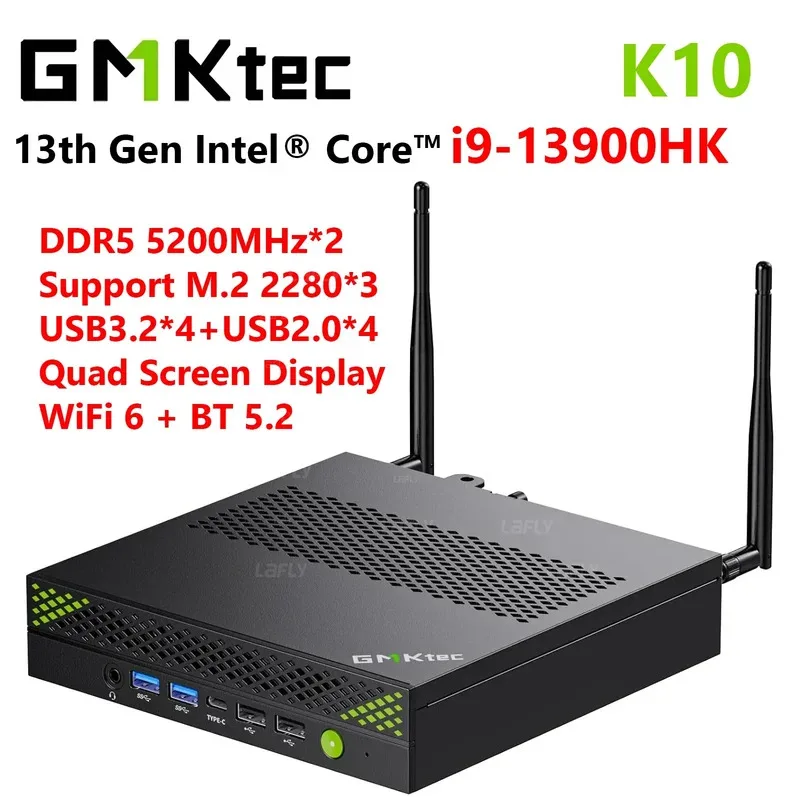 GMKtec K10 ミニPCワークステーション Intel Core i9-13900HK DDR5 5600MHz 3 * M.2 SSD NVMe 多彩なインターフェース 8 * USB WiFi6 BT5.2