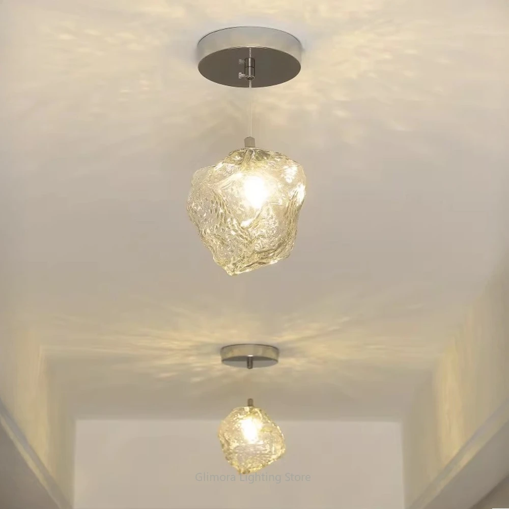 

Trendy Luxury Ice Cube Pendant Lamp, Modern Minimalist Ins Style,Glass & Metal, for Hallway Corridor Entryway Foyer, Decor Light