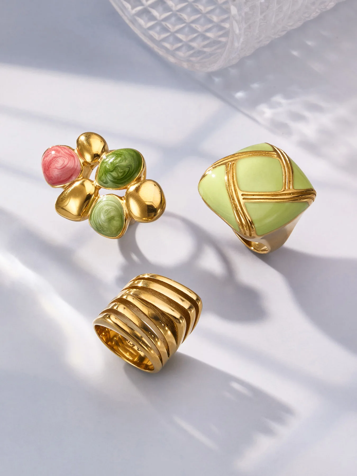 Übertrieben Bunter Emaille-Tropfenring aus 316L Edelstahl mit 18K Goldplattierung für Damen, Wasserfest und Farbecht – Detail 13