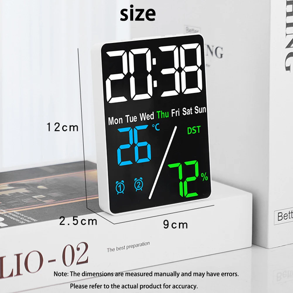 Digital Large Display Alarm Clock 3-level Brightness Dimmable LED Electronic Temperature And Humidity Display Digital Clock 5508