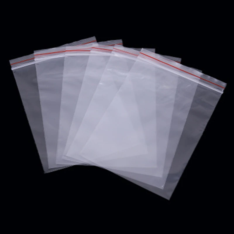 Transparent Self Sealing Plastic Packaging Bags Reusable Clear Zip Lock Gift Cookie Cloth Storage Pouches Various Size 100Pcs